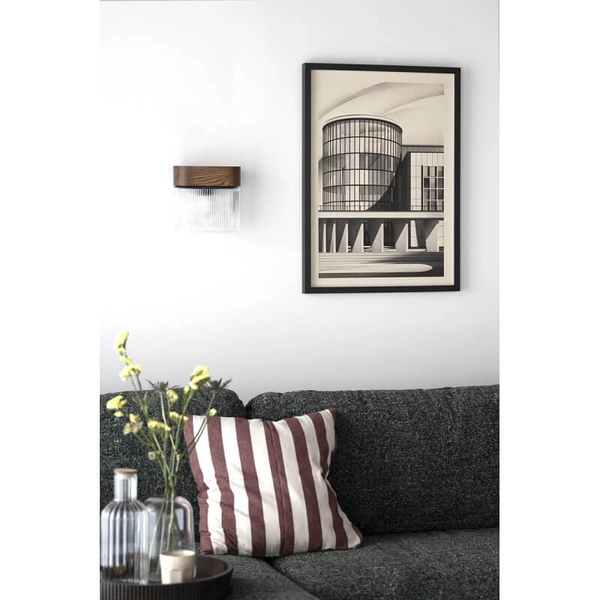 Drewniana lampa ścienna Flumina FLWA12000 ryflowana brązowa