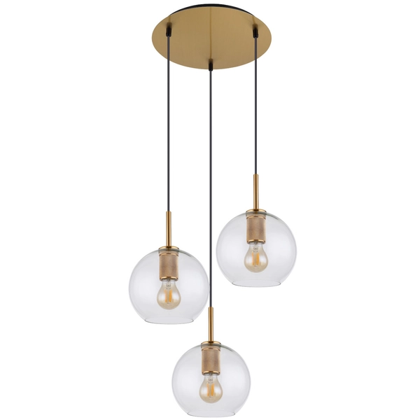 Wisząca LAMPA kaskada ADARA 15462H1 Globo szklana OPRAWA loftowy ZWIS kule balls przezroczyste mosiądz