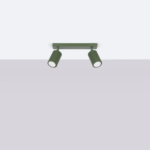 Podwójna lampa sufitowa KARBON SL.1618 tubki ryflowane zielone