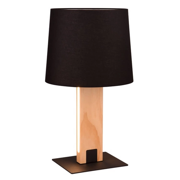 Tkaninowa lampka nocna Rahul 547610232 abażur czarny brązowy