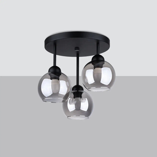 Potrójna lampa sufitowa ALINO SL.1140 kule przydymione czarne