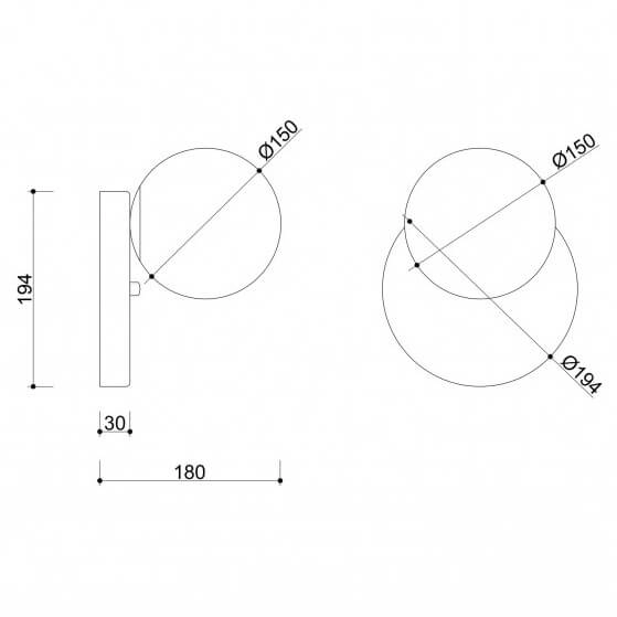 Kinkiet ścienny ze szkła Refa RFA12000 kula ball biała czarna