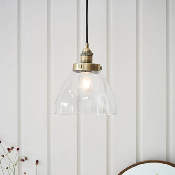 Wisząca LAMPA loftowa HANSEN 77272 Endon skandynawska OPRAWA szklany ZWIS antyczny mosiądz przezroczysty