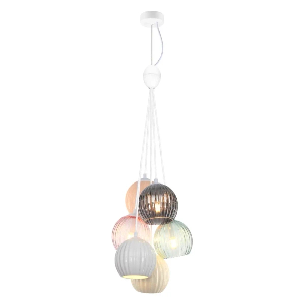 Wisząca lampa ceramiczna Cases PND-94794-6A-MLTI kopułowa kolorowa