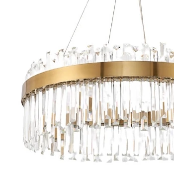 Pałacowa LAMPA wisząca CGCHANDELIERLUX LED 50W COPEL szklana OPRAWA okrągły ZWIS glamour kryształki crystals przezroczyste mosiądz