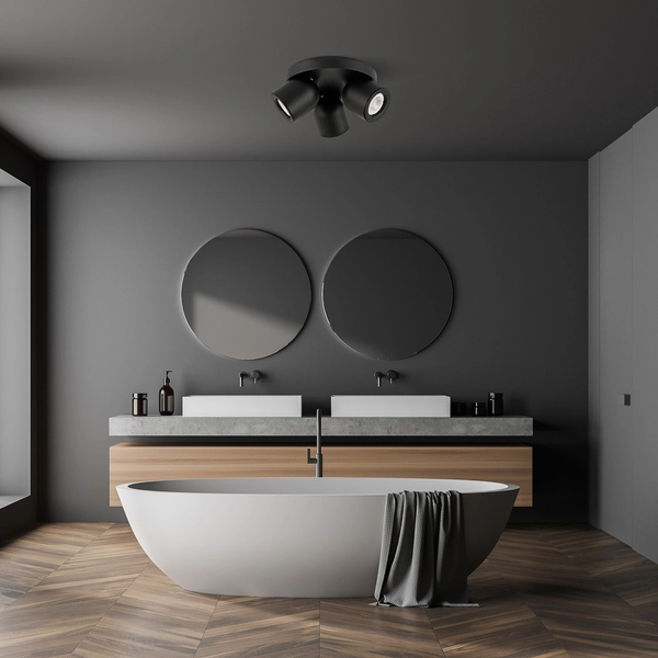 Plafon LAMPA sufitowa NUORA SPL-2855-3C-BL Italux okrągła OPRAWA regulowane reflektorki metalowe czarne