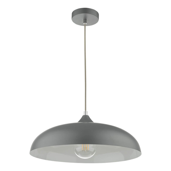 Metalowa lampa wisząca Kaelan KAE0137 kopułowa szara