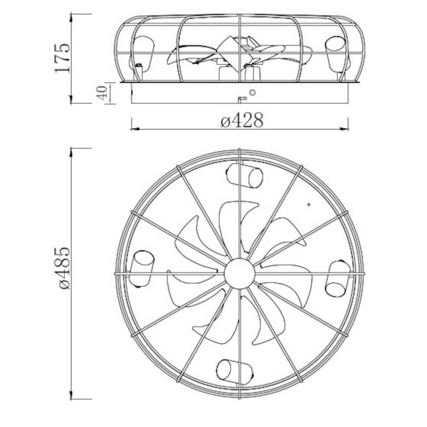 Loftowy wentylator TRONDHEIM R61095032 RL Light plafon druciany czarny