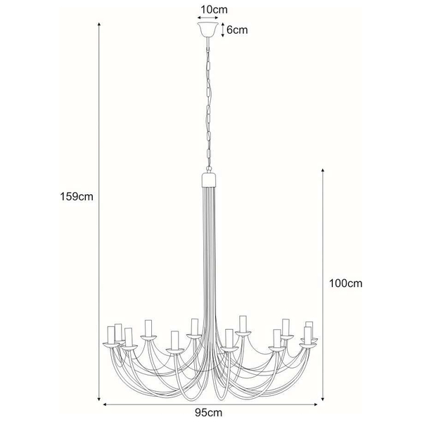 Żyrandol LAMPA wisząca Perseo K-3522 Kaja metalowa OPRAWA pałacowa ZWIS świecznikowy czarny