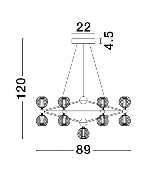 Ściemnialna lampa wisząca BOYA LE42739 LED 54,6W 3200K molekuły czarna