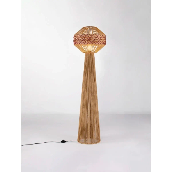 Lampa stojąca boho OVELRIA LE45355 z wtyczką ekologiczna brązowa czerwona
