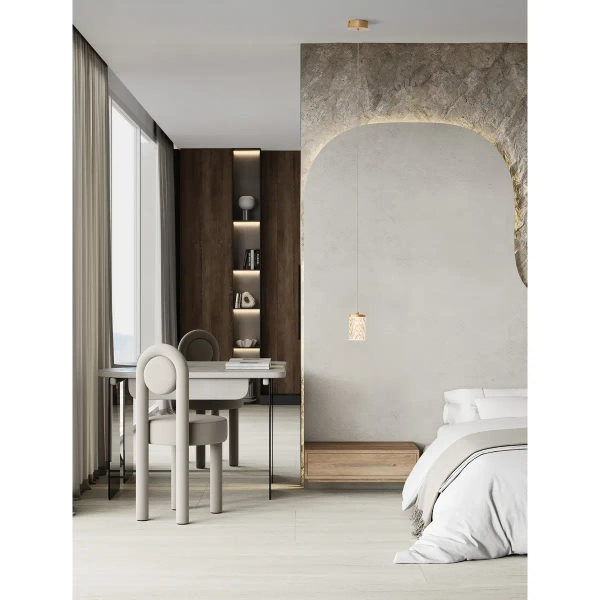 Wisząca lampa glamour SOPH LE-52018 złota LED 6W 3000K tuba do sypialni