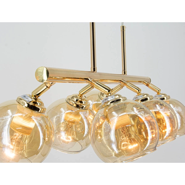 Lampa wisząca wielopunktowa Piran 2208/6 TR szkło kaskada złoto