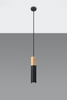 Wisząca LAMPA hygge SL.0632 skandynawska OPRAWA metalowy ZWIS hygge drewniany czarny