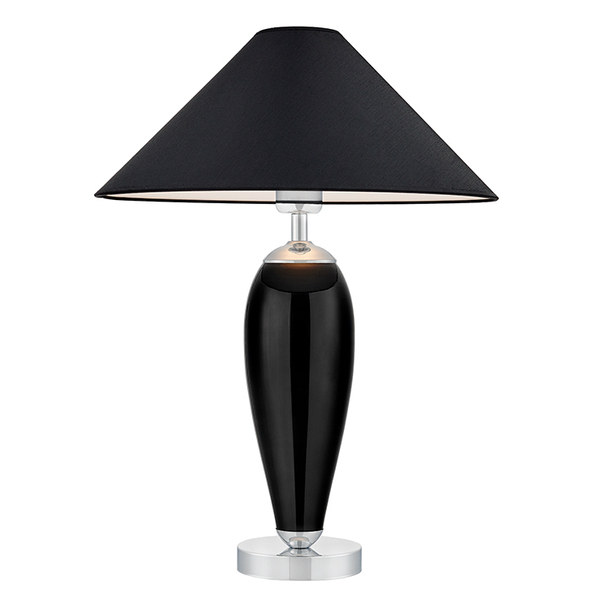 Szklana LAMPA stołowa REA 40602102 Kaspa abażurowa LAMPKA nocna czarna