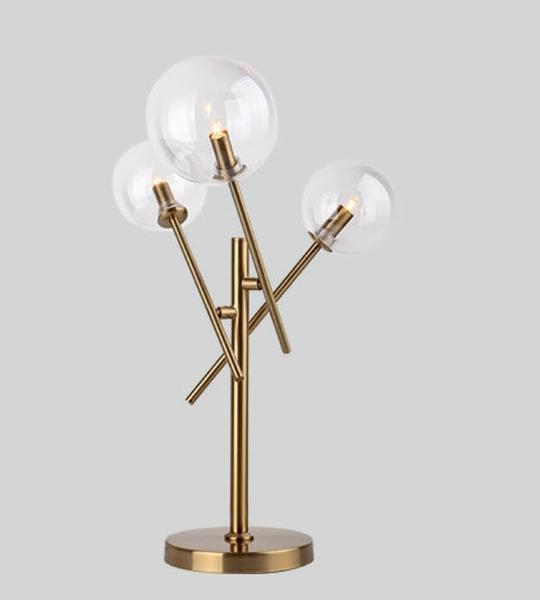 Lampa stołowa LOLLIPOP T0035 pręty szklane kule balls mosiądz przezroczyste