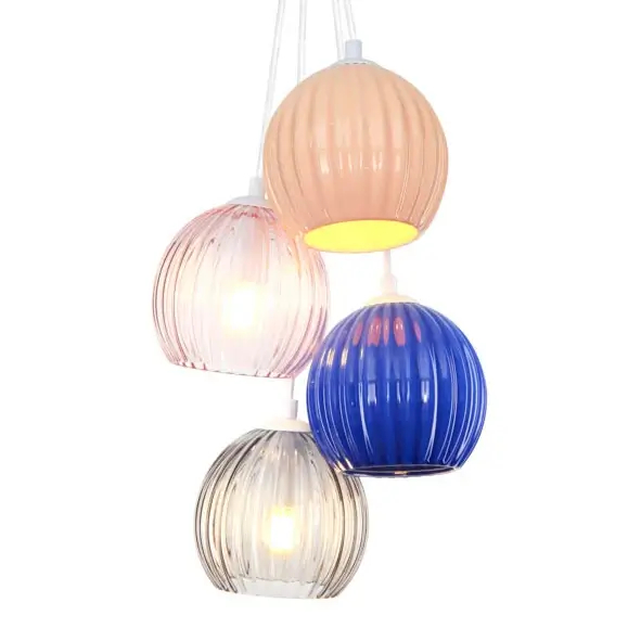 Ceramiczna wisząca lampa ryflowana Cases PND-94794-4A-MLTI kolorowa