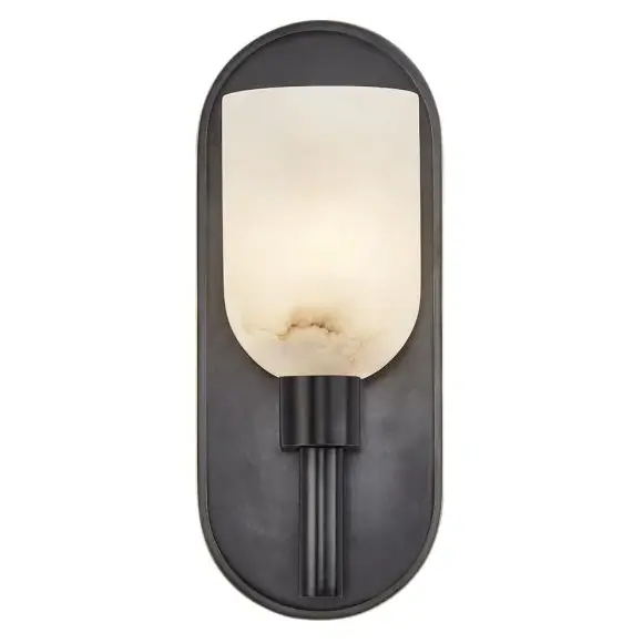 Alabastrowa lampa ścienna Lucian QN-LUCIAN1-UBZ-AR do jadalni czarny