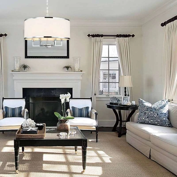 Okrągła LAMPA wisząca Casa Cromo M Orlicki Design klasyczna OPRAWA abażurowy ZWIS na łańcuchu kremowy chrom