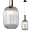 LAMPA wisząca ANTIOLA PND-5588-1L-BRO+CL Italux plisowana OPRAWA loftowy zwis mosiężny przezroczysty