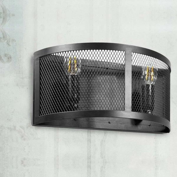 Kinkiet LAMPA ścienna BRESSO 310521 Polux przyścienna OPRAWA półokrągła siatka czarna