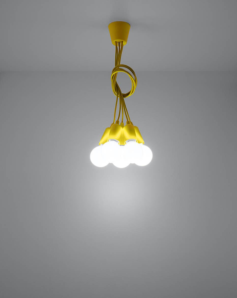 Wisząca LAMPA industrialna SL.0580 pająk OPRAWKA przewody ZWIS kable żółta