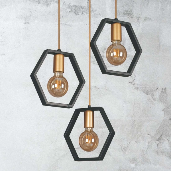 LAMPA wisząca Honey K-4720 Kaja geometryczna OPRAWA metalowy ZWIS modernistyczny czarny złoty