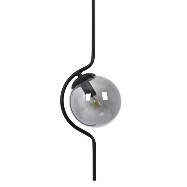 Industrialna lampa wisząca Neva K-5330 bańka zwis metalowa szklana czarna