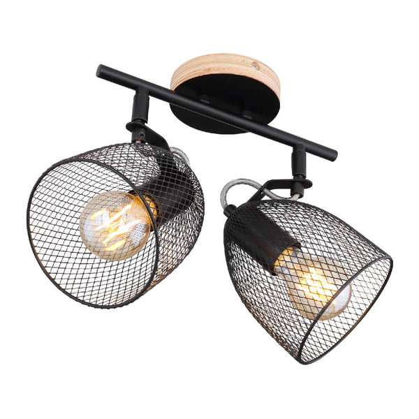 Sufitowa lampa kierunkowa Josina 54034-2 czarna drewno