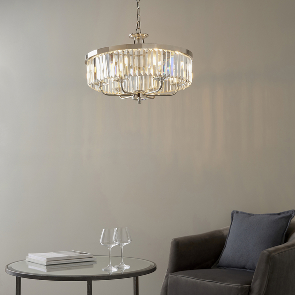 Żyrandol glamour L&-190263 Light& szklane kryształki nikiel