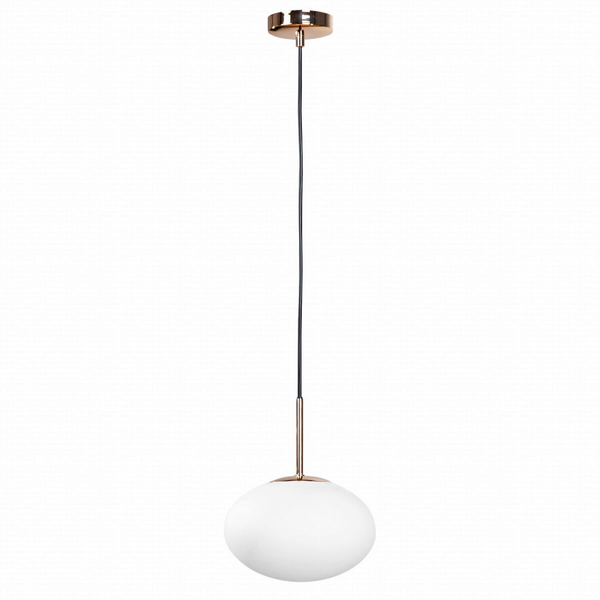Lampa wisząca szklana Omi 1183 Zumaline owalna nad wyspę biała złota