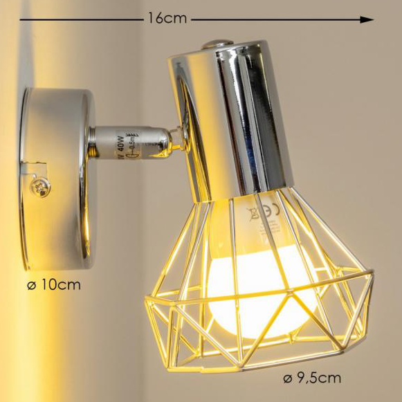 Kinkiet LAMPA ścienna XARA 54802-1 Globo druciana OPRAWA regulowana drut chrom
