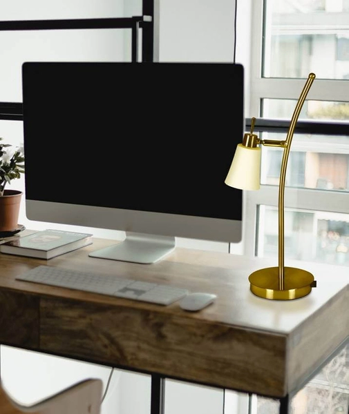 Retro lampa biurkowa Kroton 33-88942 stojąca biała patyna