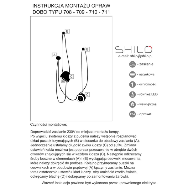 LAMPA wisząca DOBO 9038 Shilo metalowa OPRAWA modernistyczny zwis czarny