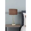 Stołowa lampa do salonu Oporto OPO4175 z abażurem brązowy mosiądz