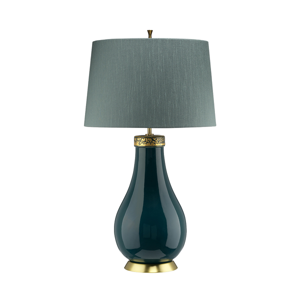 Lampa stołowa QN-HAVERING-TL biurkowa turkusowa złota
