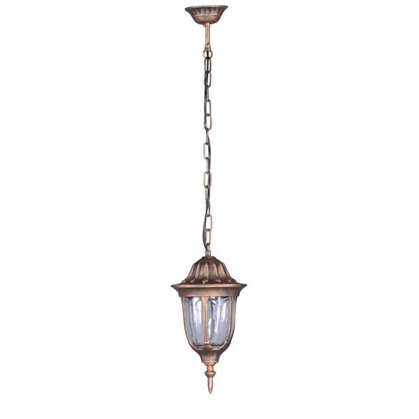 Wisząca LAMPA zewnętrzna Vasco K-5007H/N cz/zł Kaja klasyczna OPRAWA metalowy ZWIS na łańcuchu ogrodowy IP44 czarny złoty