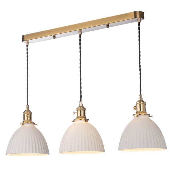 Potrójna lampa wisząca Hadano HAD3640-09 ceramiczna mosiądz biały