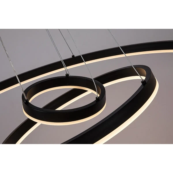 Ledowy żyrandol wiszący Isaure 72306 LED 100W 3000-6500K ringi czarny