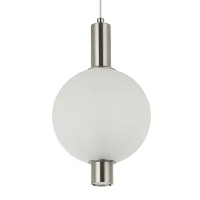 Kulista lampa wisząca Lenti PND-83631-1-SC-WH LED 7W 3000K biała srebrna