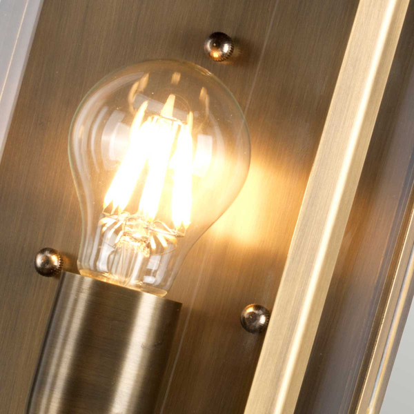 Zewnętrzna lampa ścienna DOWNING-STREET IP44 latarnia mosiądz