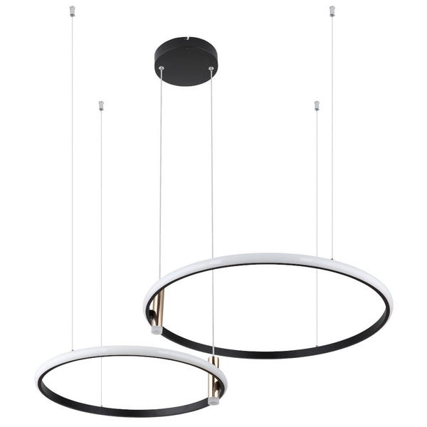 Nowoczesna LAMPA wisząca COCO 67300H Globo metalowe pierścienie LED 55W 2700K - 6000K zwis złoty