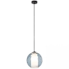 Szklana wisząca lampa 22034 kula regulowana do kuchni opal niebieski