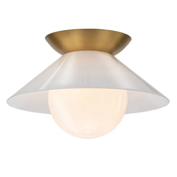 Modernistyczna sufitowa lampa Saucer QN-SAUCER-FM-AB-OPAL IP44 mosiądz
