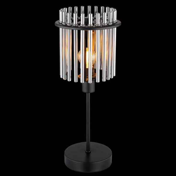 Stołowa lampka szklana GORLEY 15698T loftowa czarna przydymiona