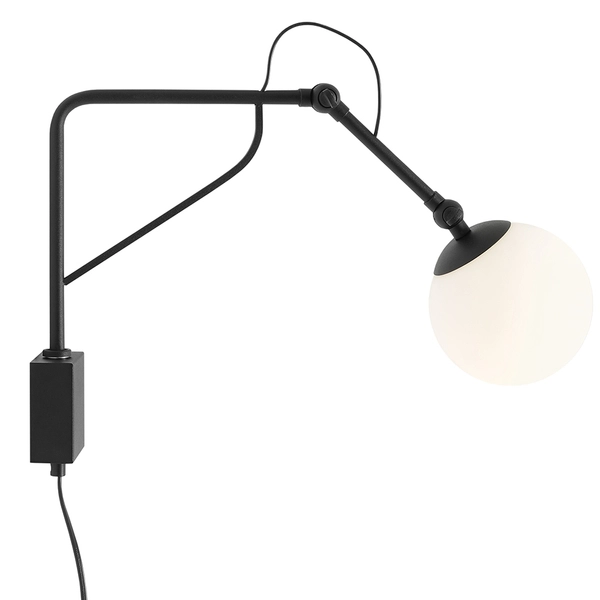 Czarna lampa ścienna Soho 1105C1_M Aldex regulowana kula szklana salonowa