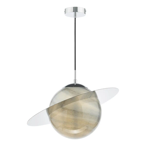 Dziecięca lampa wisząca Saturn SAT0150 planeta okrągła chrom