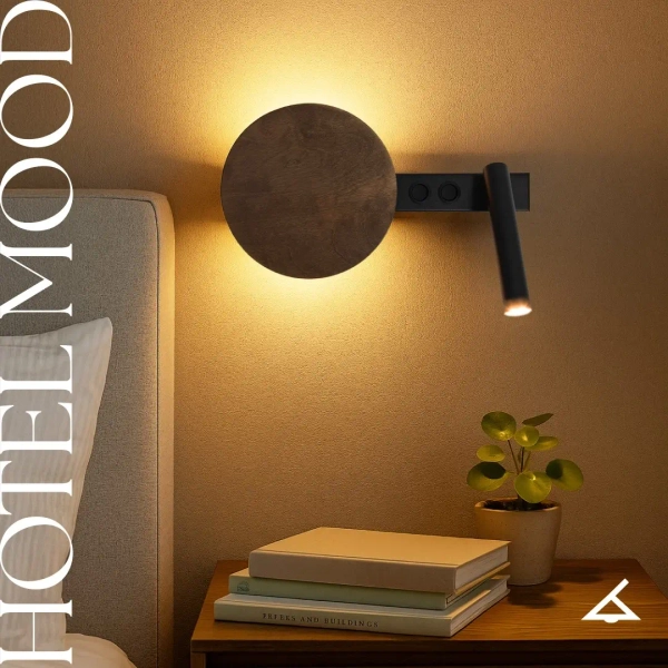 Regulowana lampa naścienna Hotel Mood 41364 z włącznikiem czarna brązowa