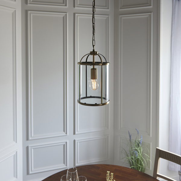 Klasyczna lampa wisząca Lambeth 69454 Endon łańcuch kopuła mosiądz