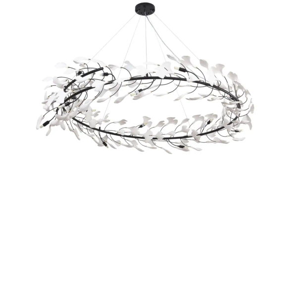 Lampa wisząca Botanika XY080P-80 black liściasta czarna biała